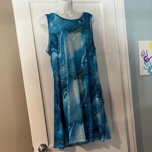 Elegant Blue Marble Sleeveless Dress